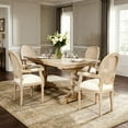 thumbnail image 5 of French Vintage Upholstered Fabric Dining Armchair Set of 2 - Beige, 5 of 9