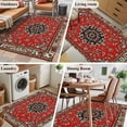 thumbnail image 6 of Red Bohemian 3'x5' Washable Rug, Boho Flower Abstract Modern Retro Art Non-Slip Area Rugs for Entryway Kitchen Classroom, Dorm Throw Carpet, Low Pile Soft Indoor Floor Mat, 6 of 9