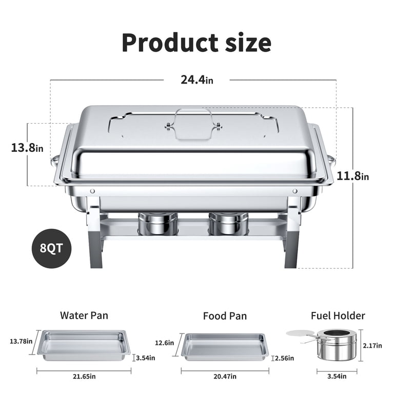 TINANA 4-Pack Full-Size Stainless Steel Chafing Dishes, 8 Qt photo 4