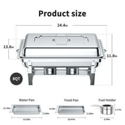 Chafing Dish Buffet Set 4 Pack: TINANA 8QT Stainless Steel Chafing Dishes for Buffet, Chafers and Buffet Warmers Sets for Parties, Events, Wedding, Camping, Dinner