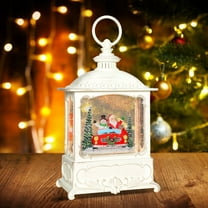 8'' Christmas Snow Globe Lantern with Santa & Snowman, USB/Battery Powered Holiday Decor & Gift