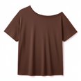 thumbnail image 4 of Seffadzy Womens Oversized T-Shirts Short Sleeve Off The Shoulder Loose Fit Tops Casual Summer Daily Workout Yoga Shirts, 4 of 5