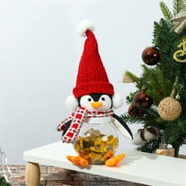 JeashCHAT Christmas Penguin Candy Jars, Clear Plastic Candy Containers with Cute Penguin Doll Lid, Snack Canister, Christmas Decorations Xmas Party Gifts