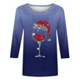 thumbnail image 3 of Camisetas de Manga Larga de las Mujeres Imprimir Navidad Cuello Redondo 3/4 Manga Suéter, Top Casual para las Vacaciones, 3 of 4