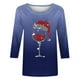 thumbnail image 3 of Camisetas de Manga Larga de las Mujeres Imprimir Navidad Cuello Redondo 3/4 Manga Suéter, Top Casual para las Vacaciones, 3 of 7