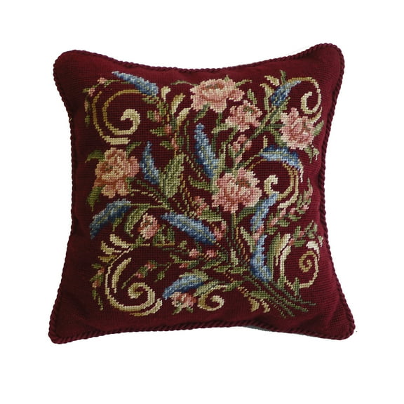 Hydrangea Bouquet Number 2 Needlepoint Accent Throw Pillow