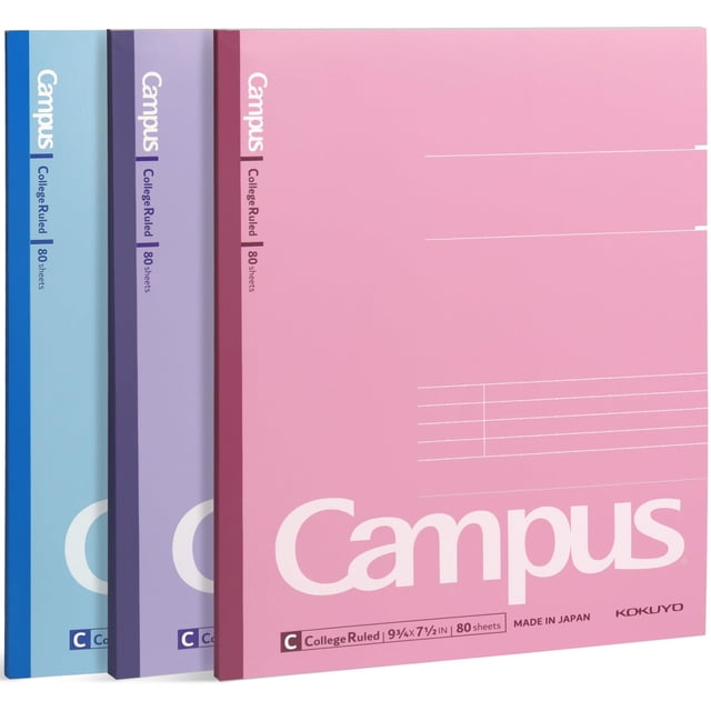 Cuaderno KOKUYO Campus, paquete de 3 unidades, 25 x 19 cm, 80 hojas con rayas universitarias