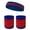 Red / Blue, variant on COUVER Premium Tennis Style Standard Size Sweatband Headband Wristbands Set - White / Red / Blue lines