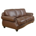 thumbnail image 4 of Leather Sofa 3 Seater, Wide Top Grain Leather Couch, Rolled Arm Sofa, Nailhead Trim, Chestnut Brown, 4 of 8