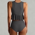 thumbnail image 5 of Sokhug Womens Ruffled Hem Two Piece Swimsuit High Neck Sleeveless Crop Top High Waisted Bottoms Bathing Suit, 5 of 7