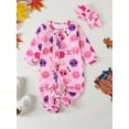 thumbnail image 2 of FEORJGP Infant Baby Girl Halloween Bodysuits 0 3M 6M Toddler Ruffled Long Sleeve Rompers Skull/Candy Print Jumpsuits Zip Up Footie Headband Kids LittlCute Sweet Comfy Outfits for Spring Fall, 2 of 8