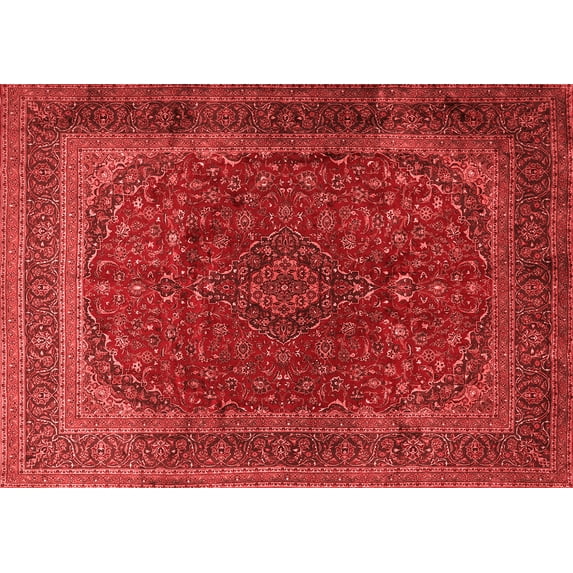 Ahgly Company Indoor Rectangle Medallion Red Traditional Area Rugs, 7' x 10'