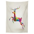 thumbnail image 3 of Ambesonne Reindeer Tablecloth Rectangular Table Cover, Colorful Fractal Deer, 60"x84", Multicolor, 3 of 4