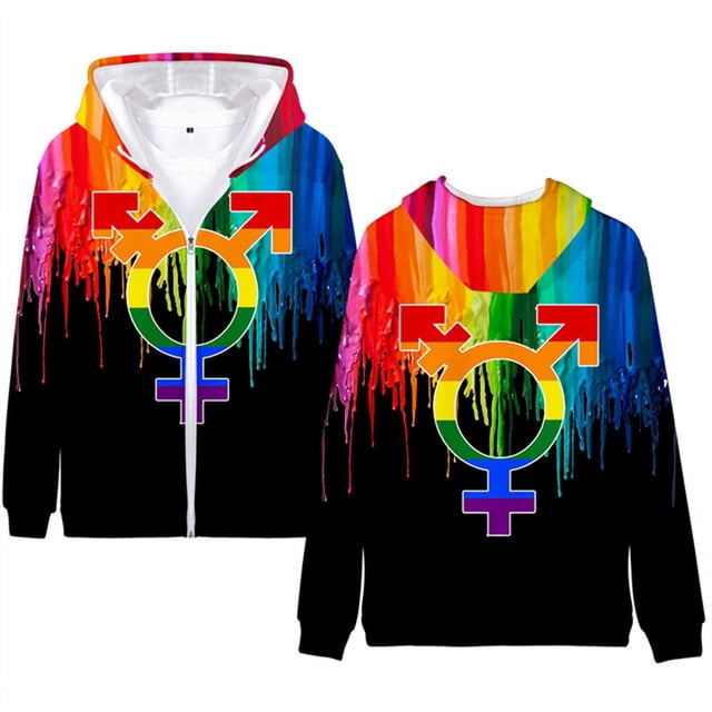 Sudadera con capucha LGBT con estampado 3D popular para hombres y mujeres, sudaderas con bandera LGBTQ+, sudaderas con cremallera, chaquetas casuales de manga larga, abrigos