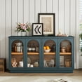 thumbnail image 3 of Harper & Bright Designs Large Buffet Cabinet with Storage, Sideboard Kitchen Cabinet with 4 Arched Glass Doors and Adjustable Shelves, Black, 3 of 18