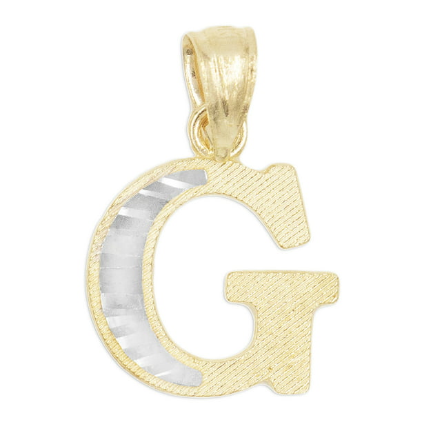 Ice on Fire Jewelry - 14k Real Solid Gold Two Tone G Initial Pendant ...