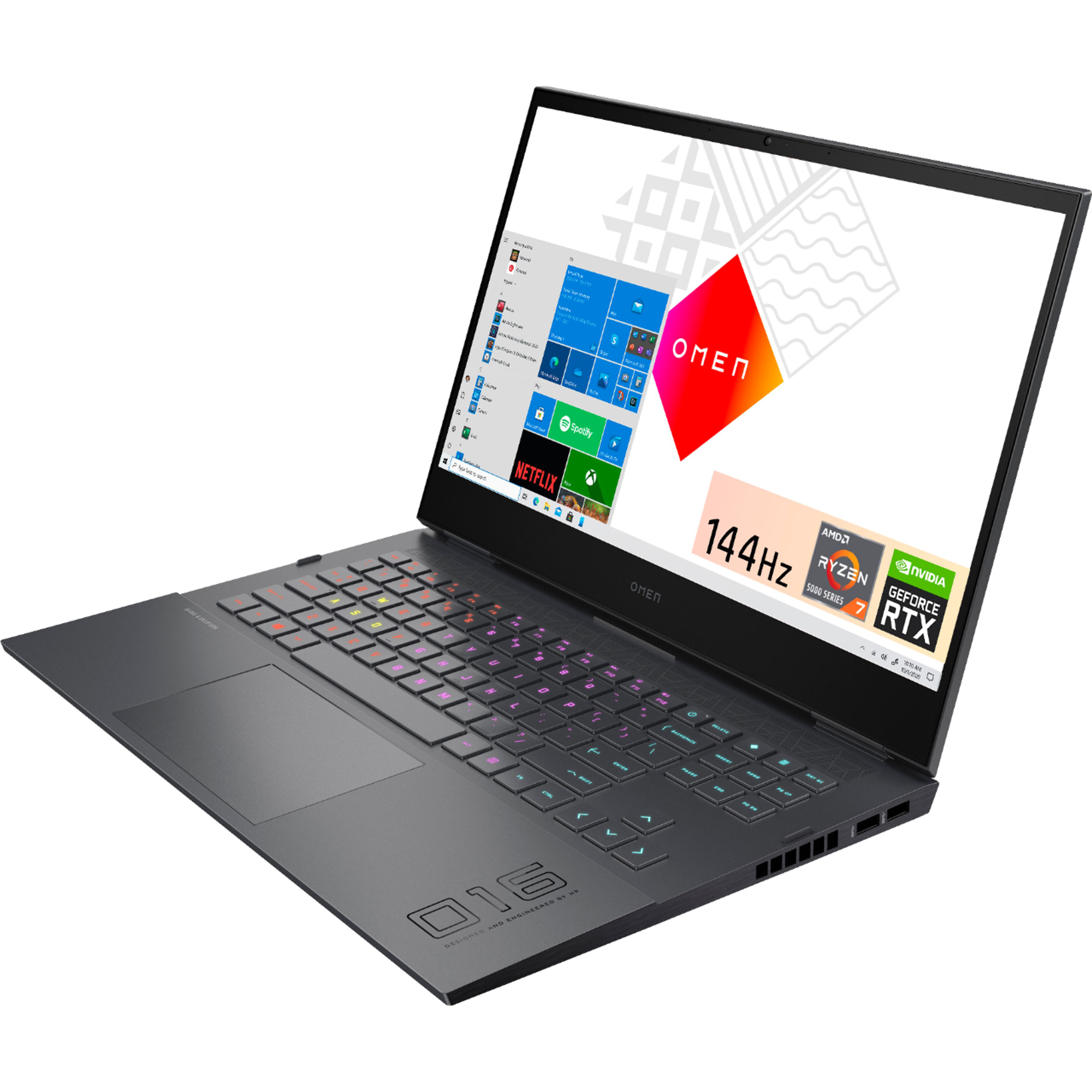 HP Omen 16 Gaming Laptop 16.1" Diagonal FHD IPS 144Hz Display AMD Octa-Core Ryzen 7 5800H 16GB DDR4 512GB SSD NVIDIA GeForce RTX 3050 Ti 4GB RGB Backlit Keyboard B&O Audio HDMI USB-C Win11 Black