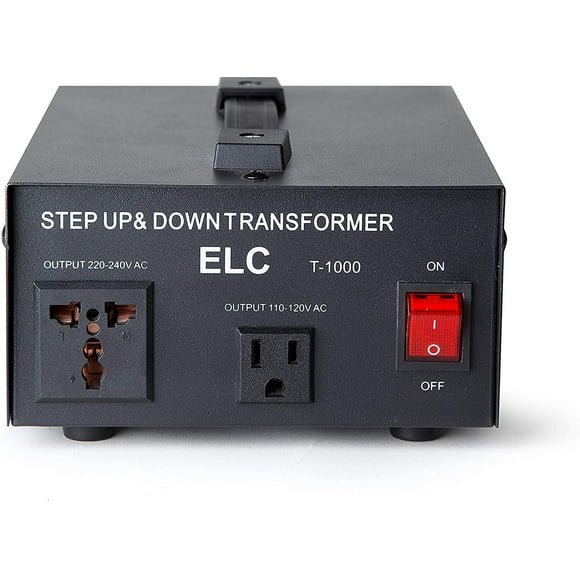 ELC T-1000 1000-Watt Voltage Converter Transformer - Step Up/Down - 110V/220V - Circuit Breaker Protection