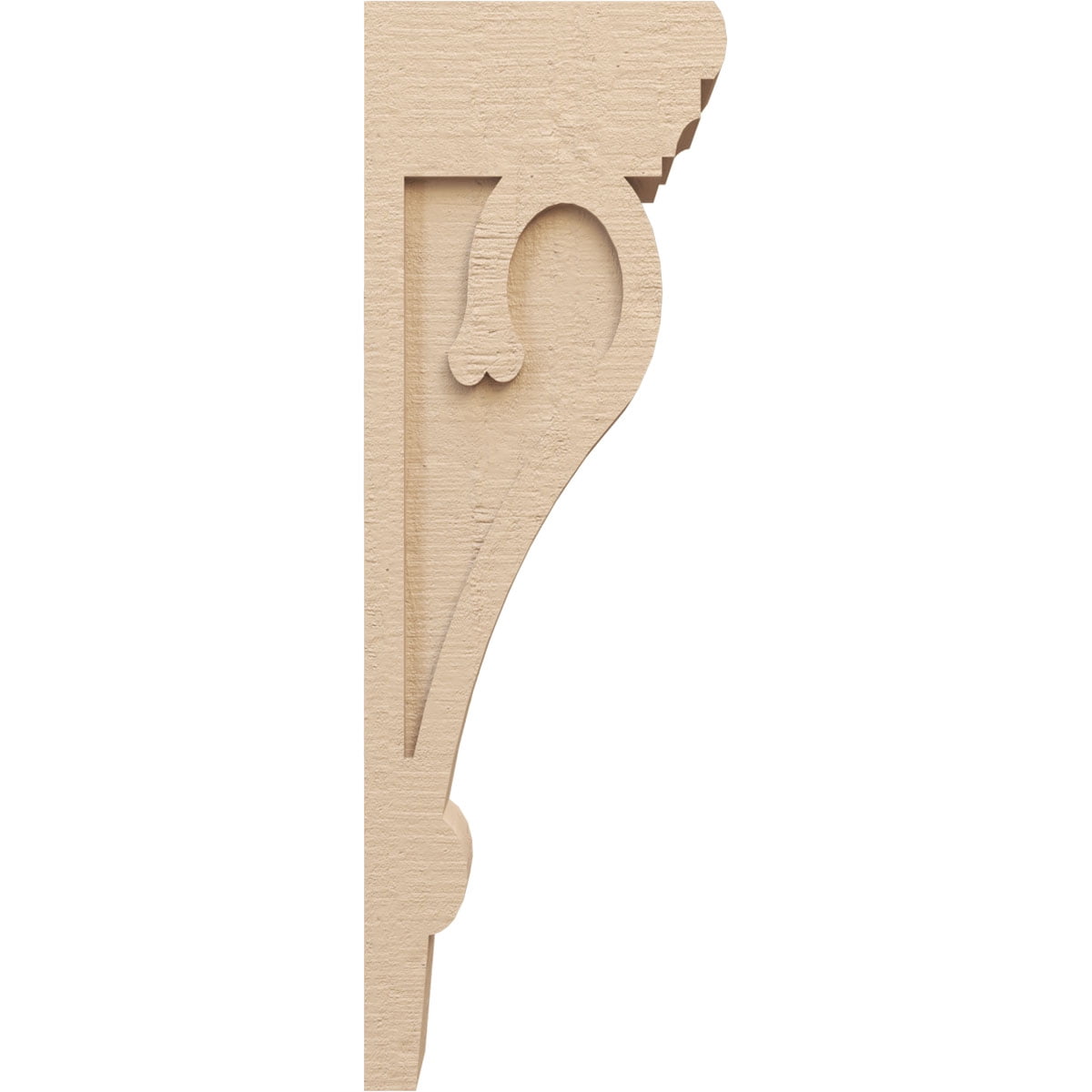 5"W x 10"D x 30"H Thin Mayflower Rough Cedar Woodgrain TimberThane Corbel, Primed Tan