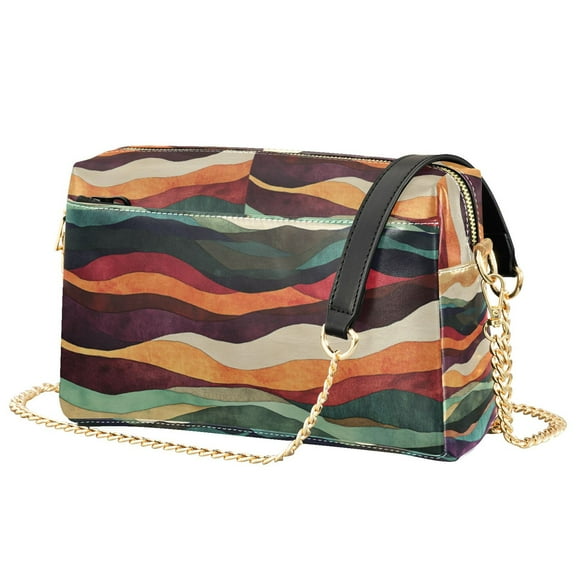 FORMRS Women Crossbody Purse with Chain Strap Vegan Leather Shoulder Handbag, Artistic Desert Pattern
