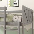 thumbnail image 5 of Leumius Twin over Twin Floor Bunk Bed with Panelled Headboard and Footboard, Solid Rubber Wood Foundation with Safety Guardrails and Ladder for Boys Girls Antique White, 5 of 9