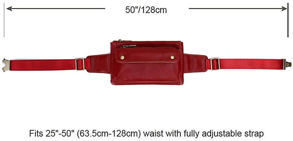Loyofun Unisex Brown Genuine Leather Waist Bag Messenger Fanny Pack Bum Bag For Men Women Travel Sports Running Hiking