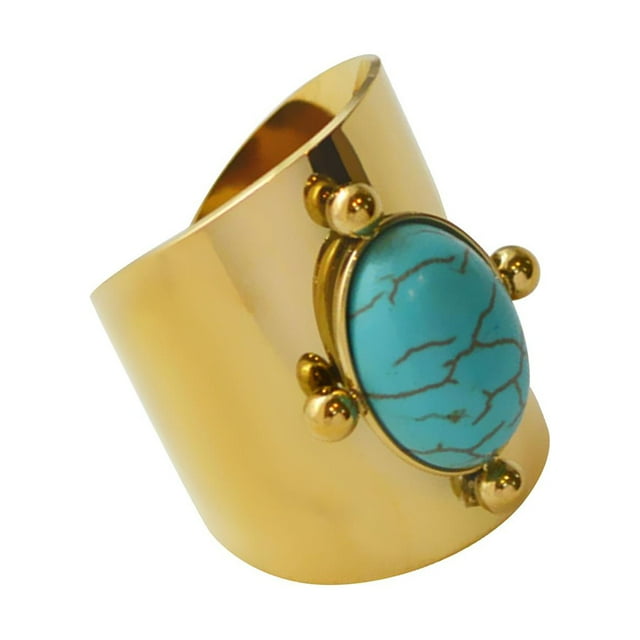 Anillo de dedo abierto, anillo ancho de moda, anillo vintage para fiesta de San Valentín. Azul