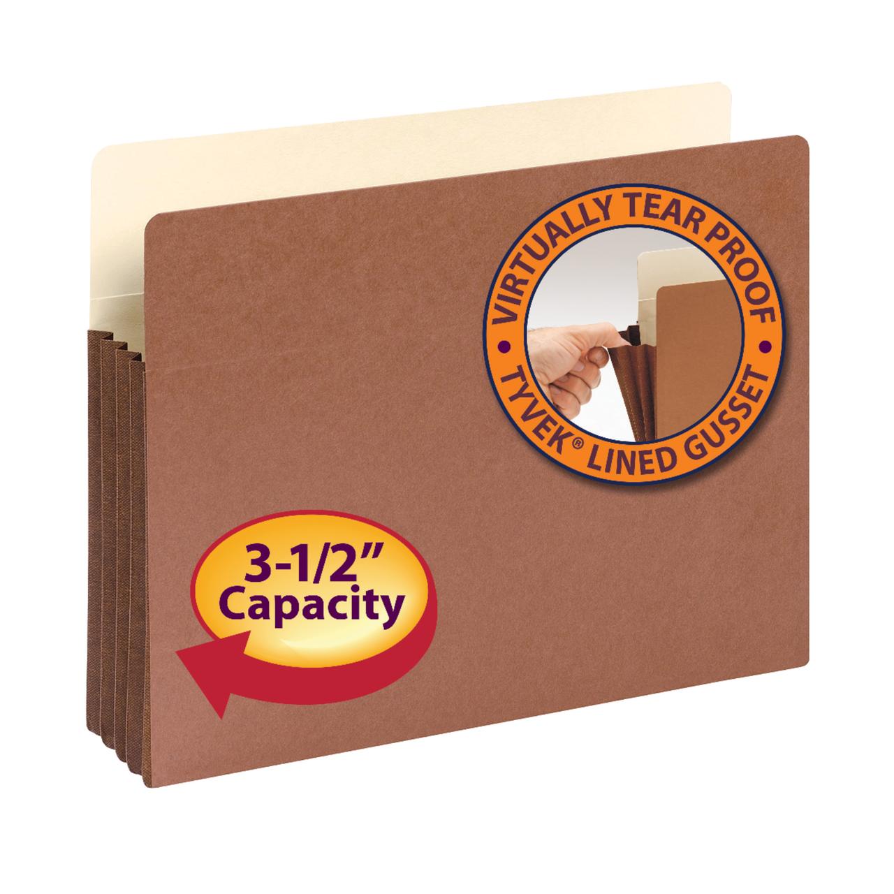 Smead File Pocket, StraightCut Tab, 31/2" Expansion, Letter Size