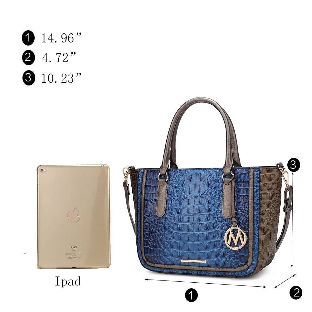 MKF Collection Bonnie Crocodile Vegan Leather Women’s Satchel Bag & Wristlet Wallet, Shoulder Purse Handbag 2 pcs Set by Mia K - Cognac
