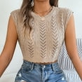 thumbnail image 4 of Ltctricy Crop Tank Tops for Women Cap Sleeve Crew Neck Hollow out Crochet Knit Sweater Vests Summer Casual Sleeveless Shirts, 4 of 7