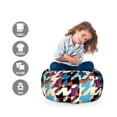 thumbnail image 2 of Art Storage Toy Bag Chair, Abstract Awakening Modernized Classic Houndstooth in Colorful Design Art Illustration, Stuffed Animal Organizer Washable Bag, Small Size, Multicolor, by Ambesonne, 2 of 3