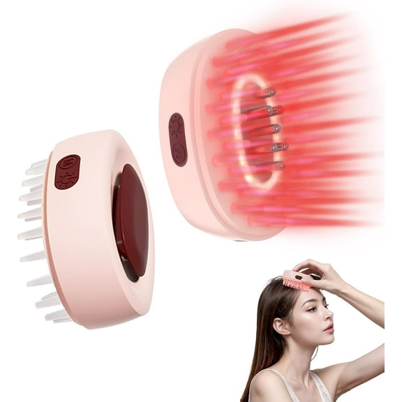 Handheld Red Light Scalp Massager Comb, 3-in-1 Vibrating Scalp Care Tool for At-Home Relaxation and Supporting Hair Care Routines, Portable & Rechargeable