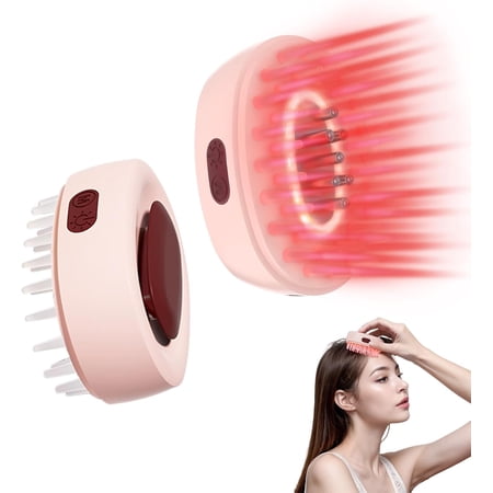 Handheld Red Light Scalp Massager Comb, 3-in-1 Vibrating Scalp Care Tool for At-Home Relaxation and Supporting Hair Care Routines, Portable & Rechargeable