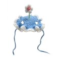 thumbnail image 2 of Adjustable Hand Crochet Flower Pet Hat Ruffled Brim Knitted Headwear, Lovely Photo Prop Costume for Kittens Small Puppies, 2 of 5