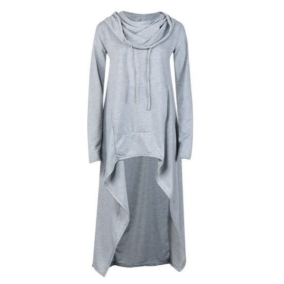 Wangmeiwg Women's Sweatshirts Solid Irregular Long Sleeve Women's Top Hooded Sweatshirt Blouse and Sweater Fashion Casual Comfort Fit Grey XL