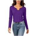 thumbnail image 3 of SROBPTY Womens Fall Top Solid V-Neck Long Sleeve Sport with Ruffle Shirts, 3 of 5
