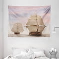 thumbnail image 1 of Ocean Tapestry, Sailboat Gaff Top Sail Tall Wooden Sailing Ships Waves Art Print Photo, Wall Hanging for Bedroom Living Room Dorm Decor, 80W X 60L Inches, Cream and Blue Grey , by Ambesonne, 1 of 2