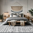 thumbnail image 4 of Moynesa 8'x10' Area Rug for Living Room Low Pile Washable Rugs Farmhouse Moroccan Bedroom Rug Rustic Tribal Accent Playroom Indoor Carpet for Living Bed Dining Room,White Grey, 4 of 10