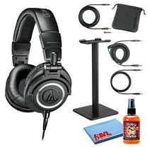 Audio-Technica ATH-M50x Professional Studio Monitor Heaphones Professional Grade, Critically Acclaimed with Headphone Stand & Goby Labs Headphone Cleaner w/Cloth