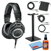 Audio-Technica ATH-M50x Professional Studio Monitor Heaphones Professional Grade, Critically Acclaimed with Headphone Stand & Goby Labs Headphone Cleaner w/Cloth