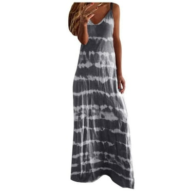 IROINNID Women's Sundress Fashion Holiday Summer Sleeveless Stripe V Neck Sexy Casual Maxi Dress Prints Drop Waist Dress