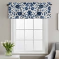 thumbnail image 3 of Dark Blue Floral Window Valance for Kitchen, Vintage Flower Leaf Blossom Nostalgia Texture Rod Pocket Short Curtain for Small Windows, Light Filtering Decorative Valance, 60 x 14 Inch, 1 Panel, 3 of 9