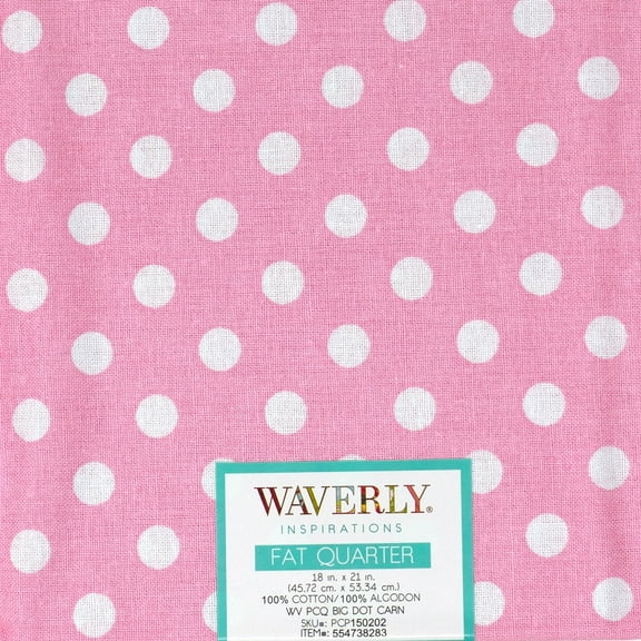Waverly Inspirations Cotton 18" x 21" Fat Quarter Bigdot CARNATION Fabric, 1 Each
