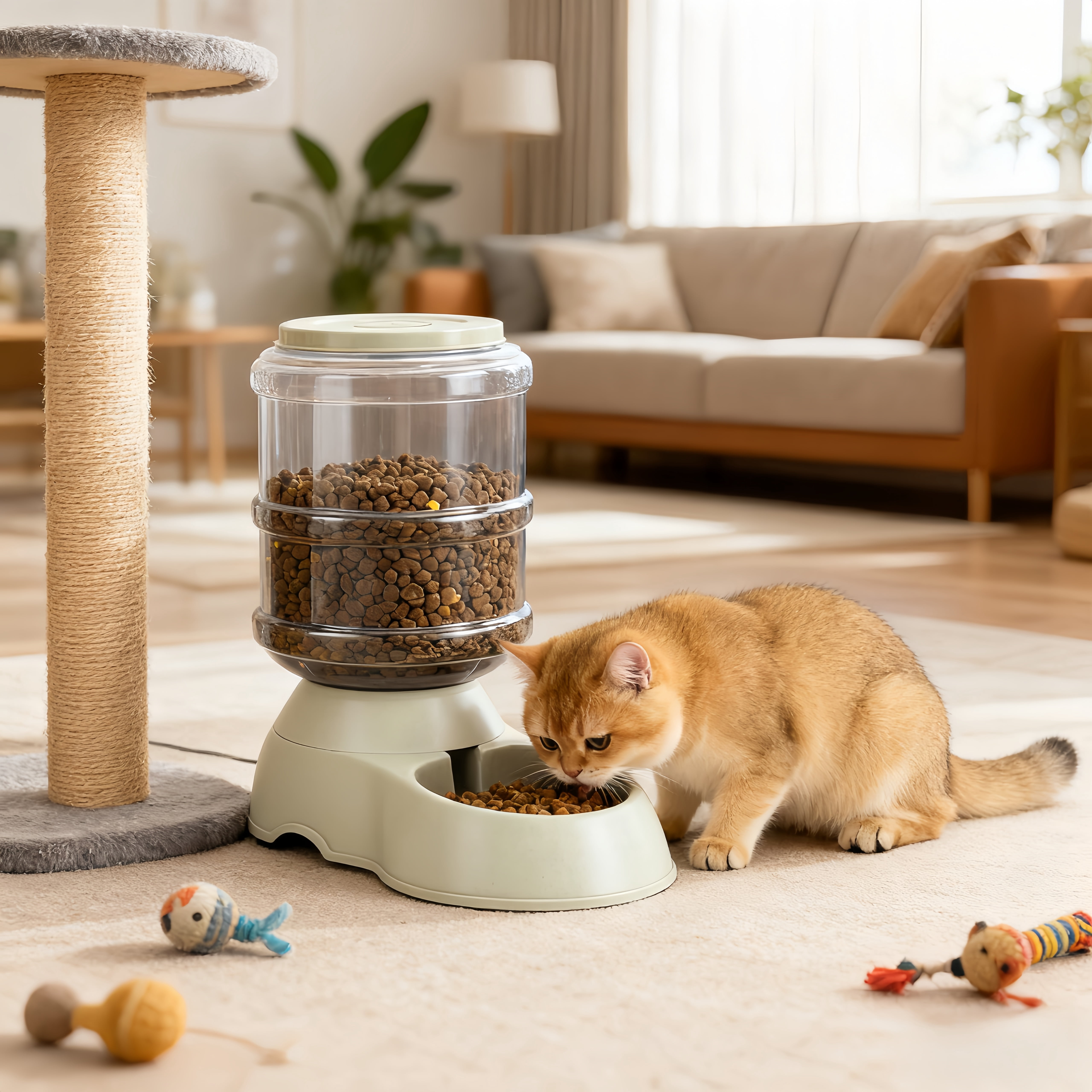 2 Pack Automatic Cat Feeder and Water Dispenser in Set Pet Food Bowl for Small Medium Dog Pets Puppy Kitten Big Capacity 1 Gallon x 2 (Green)