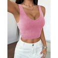 thumbnail image 3 of Osfvolr Women'S Sleeveless Crop Tops Ribbed Square Neck Cropped Tank Top Pink M, 3 of 5