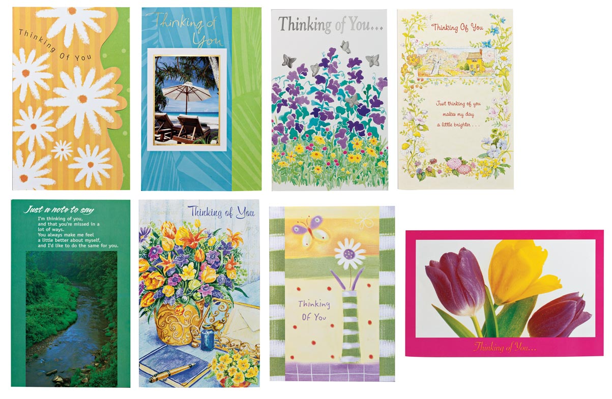 Miles Kimball Fox Valley Traders Assorted Thinking Of You Greeting Cards Pack Of 24 With Envelopes Included Sizes Vary Single Fold To About 5 X 7 5 Greeting Cards For Sympathy Or
