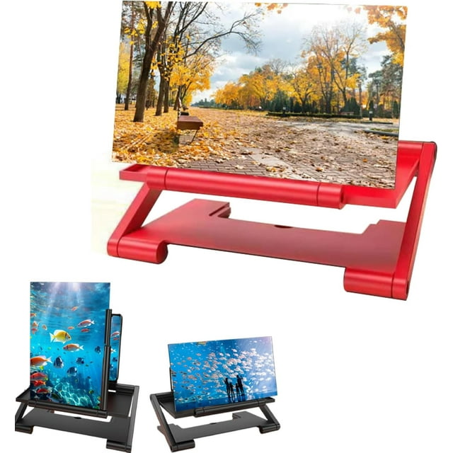 2026 Upgrade Screen Magnifier for Phone, Foldable 3D Hd Mobile Phone Magnifier Screen, Mobile Phones Screen Magnifier for Movies, Videos, Gaming (Red)