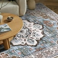 thumbnail image 4 of MJIAexp 8'x10' Vintage Boho Area Rug Washable Area Rug for Living Room Non-Slip Distressed Accent Rug Faux Wool Bedroom Rug Floor Carpet for Dining Room Bedroom Kitchen Entryway Office Dark Blue, 4 of 9