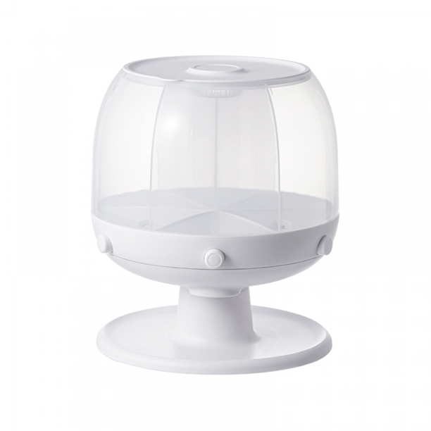 Food Grain Storage Container Large Capacity 6Grid Rice Dispenser, 360° Rotating Food Dispenser