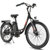 Elifine 26" Electric Bike, 500W Adult Electric City Bike with 48V 7.8Ah 374.4Wh Battery, Low-Step Thru Hybrid Cruiser Electric Bicycle, Shimano 7 Speed Commuter Ebike for Adults Women,5 Modes, UL2849